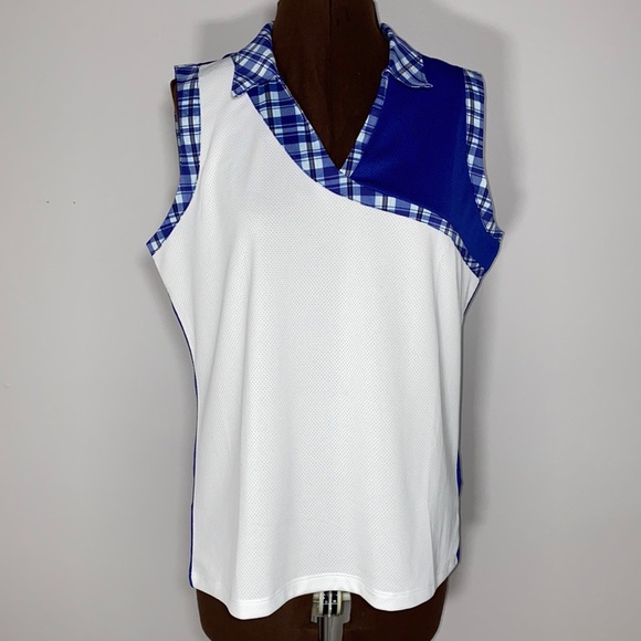 3/$20 Izod Plaid V-Neck Golf Tank Top - Picture 3 of 10